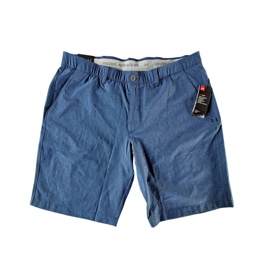 Under Armour Mens HeatGear Golf Shorts Blue Heathered Loose Fit Size 40 NWT